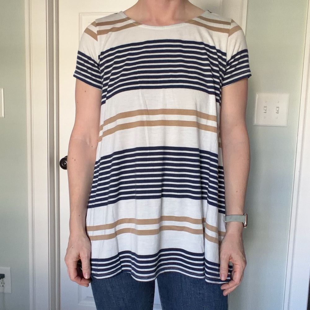 Anthropologie Puella Striped Short Sleeve Flowy Top